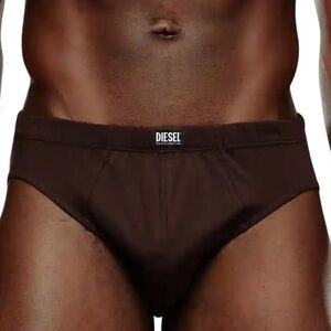 Diesel Men's Brown Umbr Briefs Underwear Cotton Stretch Logo Band Size Medium